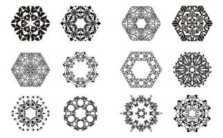 polygon shape mandala ornament set, vector transparent background good for a variety of design materials, backgrounds, invitations, posters, social media, templates