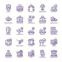 paquete de iconos de seguros para el diseño de su sitio web, logotipo, aplicación, ui. diseño de gradiente de línea básica de icono de seguro. ilustración de gráficos vectoriales y trazo editable. vector