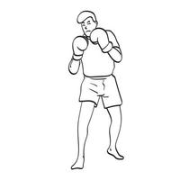 line art male boxer in action illustration vector hand drawn isolated on white background