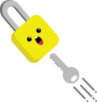 put the key into the cute padlock to open vector