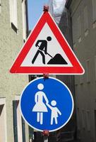 road works and pedestrian zone sign photo