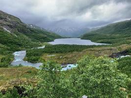 View on a green valley from the Rallarvegen biking road in Norway by summer photo