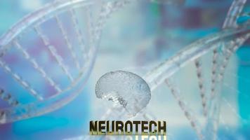 The crystal  brain and gold text neueotech for sci or medical concept 3d rendering photo