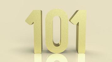 101 gold number for beginner concept 3d rendering photo