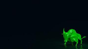 The green bull on black background  for business concept 3d rendering photo