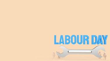 The labour day word and wrench for holiday concept 3d rendering photo