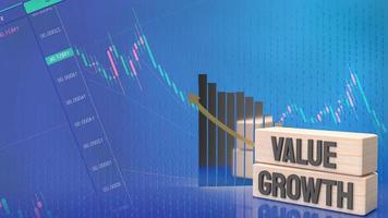 The word  value and growth on wood  for business concept 3d rendering photo