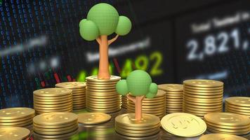 The tree and gold coins for business concept 3d rendering photo