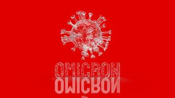 The virus omicron on red background for covid 19 or medical concept 3d rendering photo