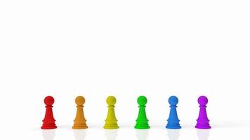 The chess  multi color on white background for lgbtq concept 3d rendering photo