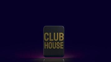 The tablet and gold word club house for background 3d rendering. photo