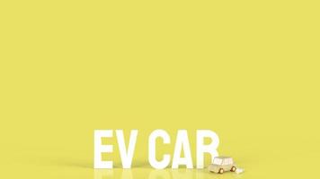 el automóvil de madera y los enchufes de alimentación de CA para el automóvil eléctrico o el contenido del automóvil ev renderizado en 3d foto