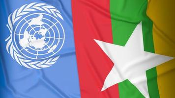 The Myanmar and un  flag for editorial background content 3d rendering photo