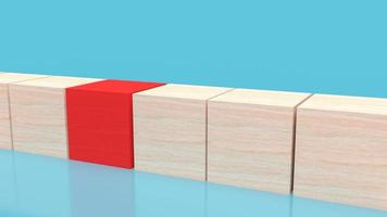 wood cube red colour and  wood cube surface for business concept 3d rendering photo