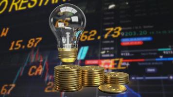 The light bulb and gold coins  for business concept 3d rendering photo