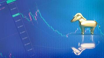 gold unicorn on business background  3d rendering photo