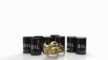 oil tank and gold bull for business concept 3d rendering photo