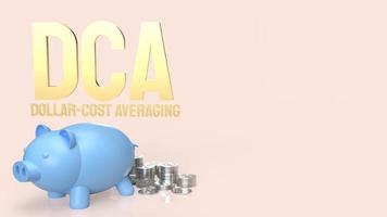 The piggy bank and coins for dca or Dollar Cost Averaging concept 3d rendering photo