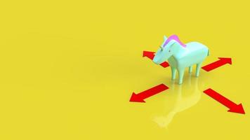 el unicornio y la flecha para la representación 3d del concepto de negocio foto