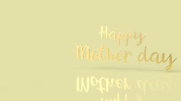 el texto dorado feliz día de la madre sobre fondo amarillo para el concepto del día de la madre representación 3d foto