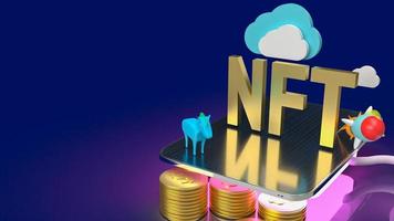 The nft or Non Fungible Token for art and technology concept 3d rendering photo