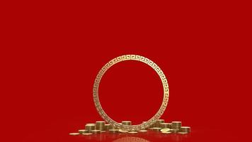 The gold border chinese on red background 3d rendering. photo