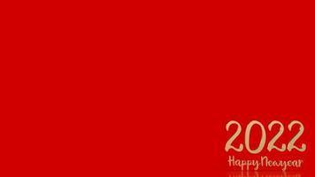 gold number 2022 on red background for happy new year concept 3d rendering photo