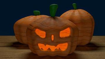 The  halloween pumpkin on wood table for holiday concept 3d rendering photo