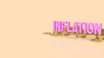 The inflation word and gold coins for business concept 3d rendering photo