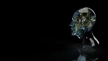 The human head crystal and gold gear inside for symbol idea content 3d rendering photo