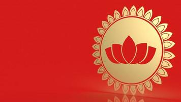 The luxury  gold lotus on red background  3d rendering