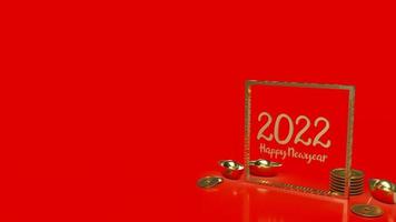 gold number 2022 Chinese  style  for happy new year concept 3d rendering photo