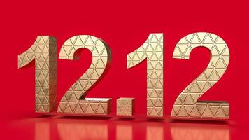 The gold number 12.12 on red background for sale promotion concept 3d rendering photo