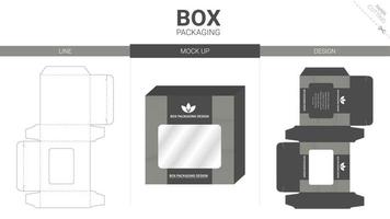 Box packaging and mockup die cut template vector