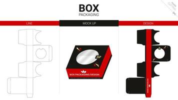 Box packaging and mockup die cut template vector