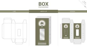 Box packaging and mockup die cut template vector