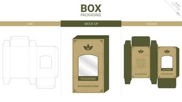 Box packaging and mockup die cut template vector