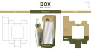 Box packaging and mockup die cut template vector