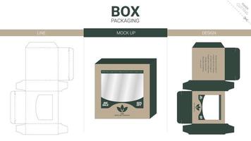 Box packaging and mockup die cut template vector