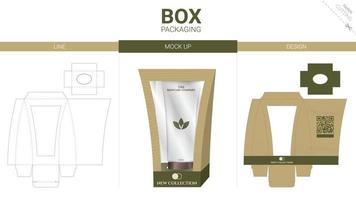 Box packaging and mockup die cut template vector