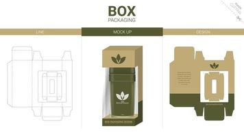 Box packaging and mockup die cut template vector