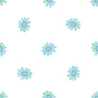 Floral seamless vector pattern with flowers. Spring flora. Simple hand-drawn kids style. Pretty ditsy for fabric, textile, wallpaper. Digital paper in white background