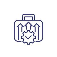 icono de línea de optimización y crecimiento de cartera vector