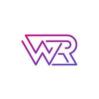 diseño de logotipo de línea de letras wr vector