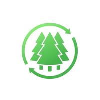 icono de reforestación con árboles vector