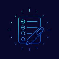 to do list line icon on dark vector