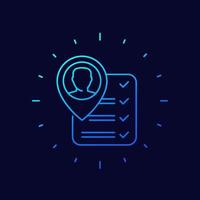 qualification line vector icon, man and checklist