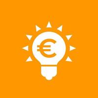 Idea icon with light bulb and euro vector