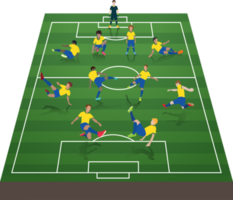 football players on 3d soccer field png