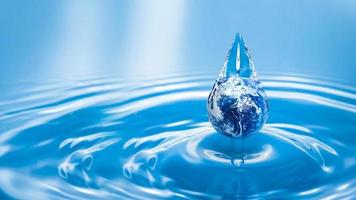 earth in water drop for ecology concept 3d rendering photo